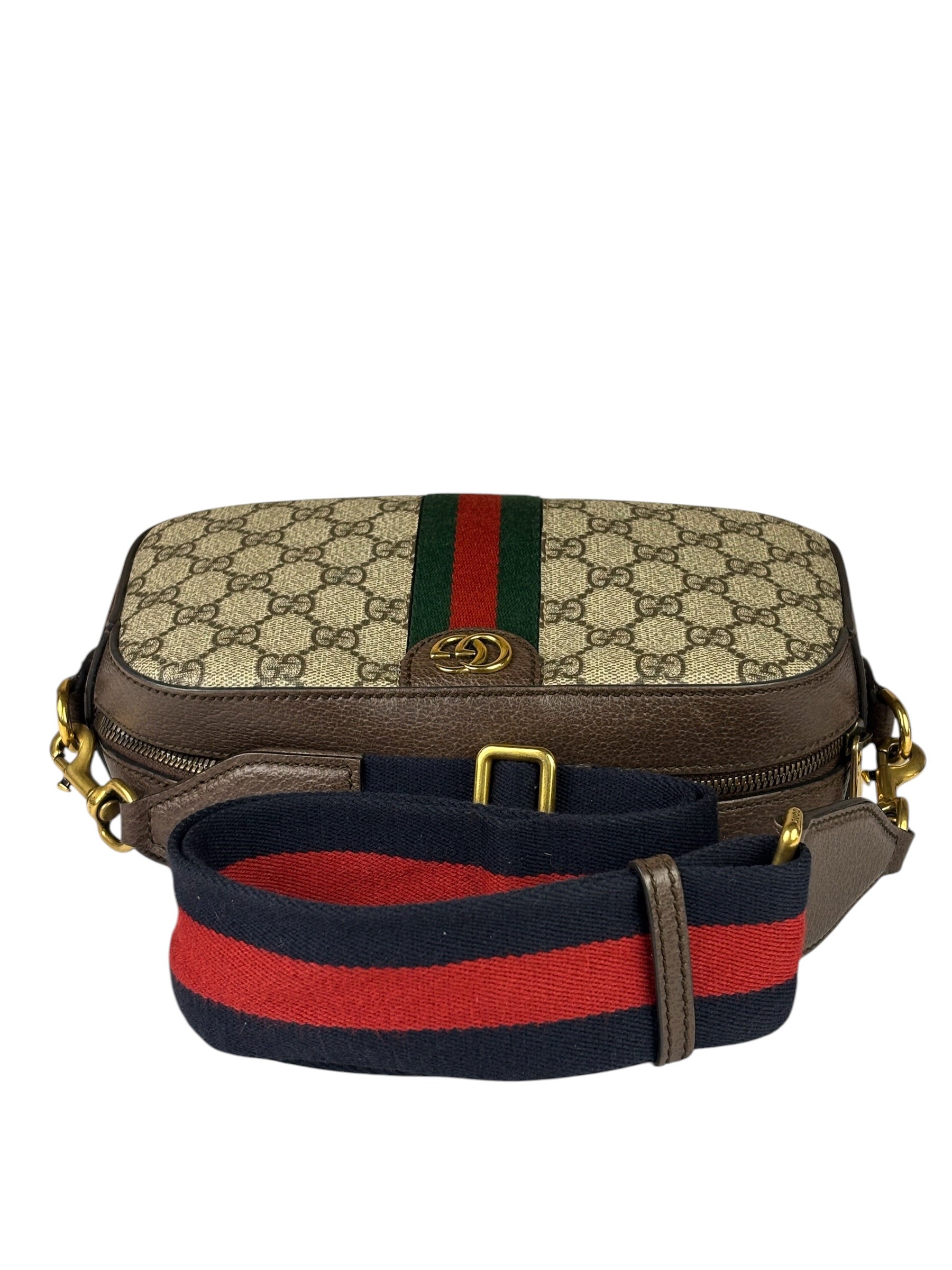 Gucci Beige GG Supreme Ophidia Camera Bag