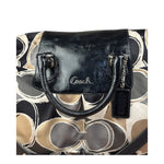 Coach Vintage Trim Leather Hand Drawn Scarf Print Satchel Two-Way Bag