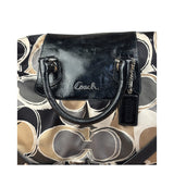 Coach Vintage Trim Leather Hand Drawn Scarf Print Satchel Two-Way Bag