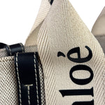 Chloe Beige Leather Trim Woody Tote Bag
