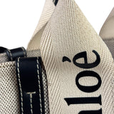 Chloe Beige Leather Trim Woody Tote Bag
