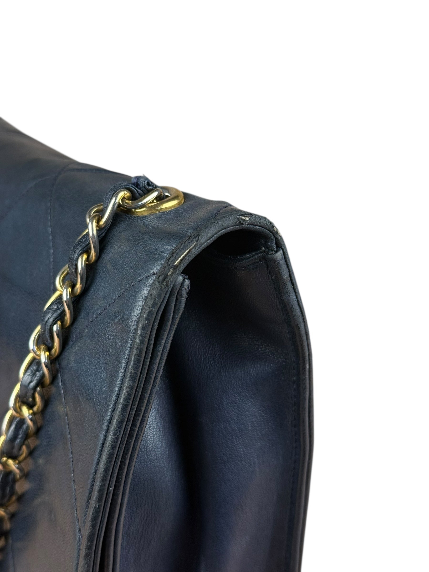 Chanel Black Diamond Stitch Flap CC Bag 1988