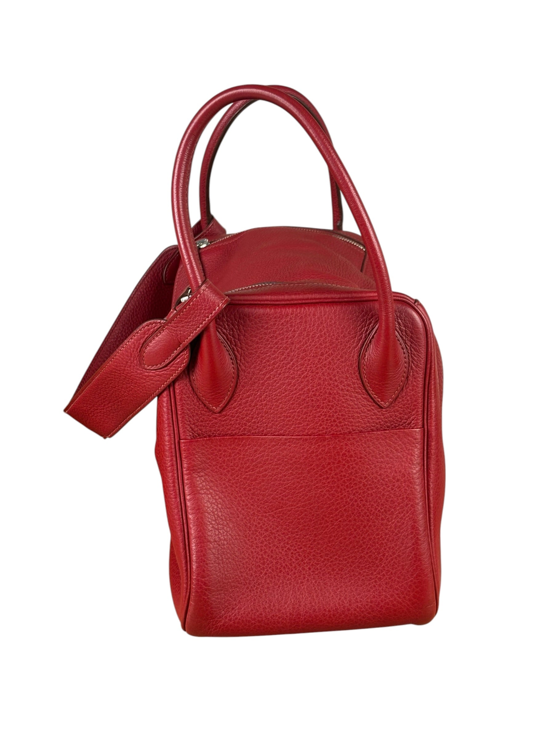 Hermes Rouge Clemence Leather Lindy 34