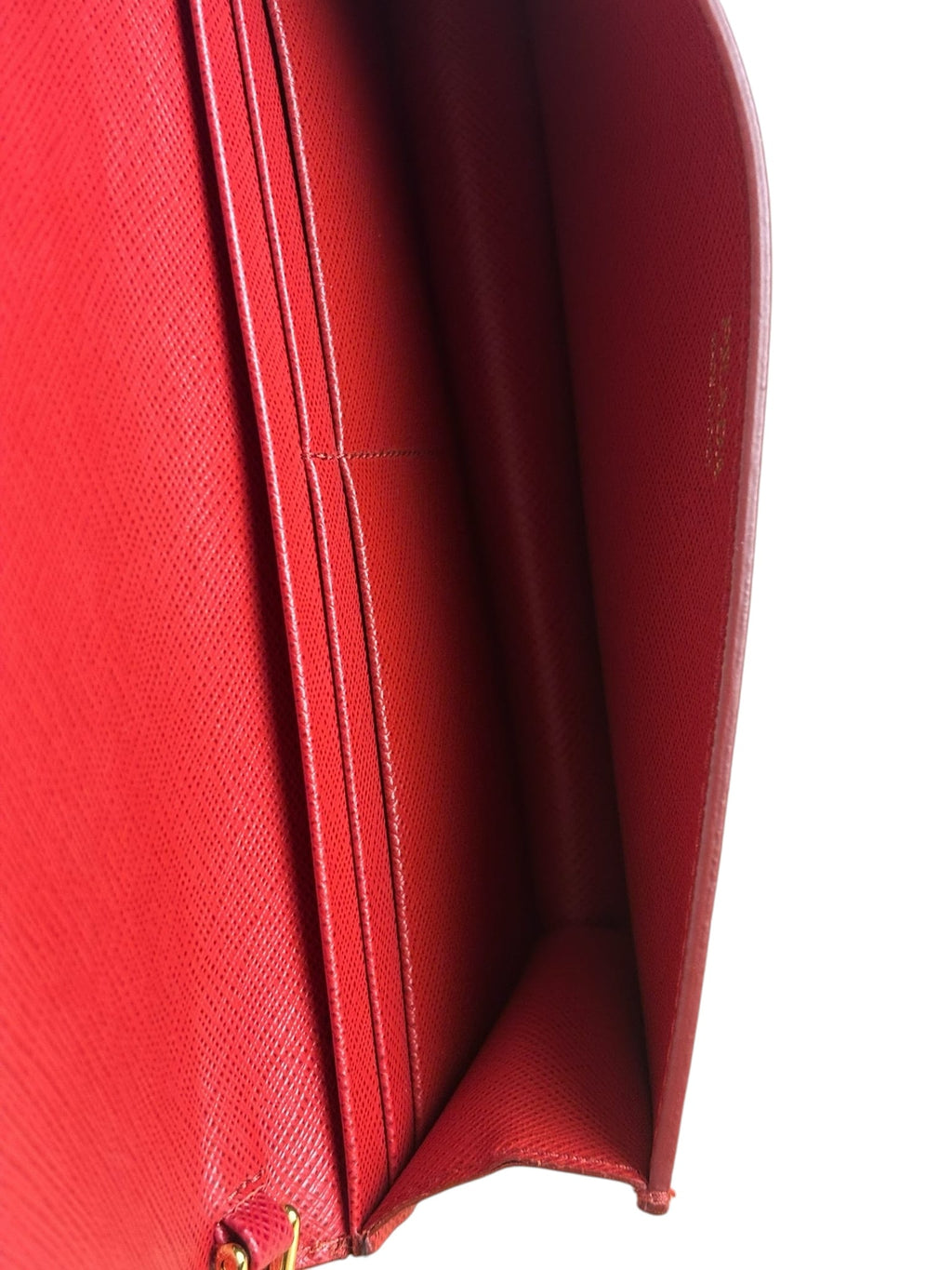 Prada Red Saffiano Leather Flap Wallet On Chain