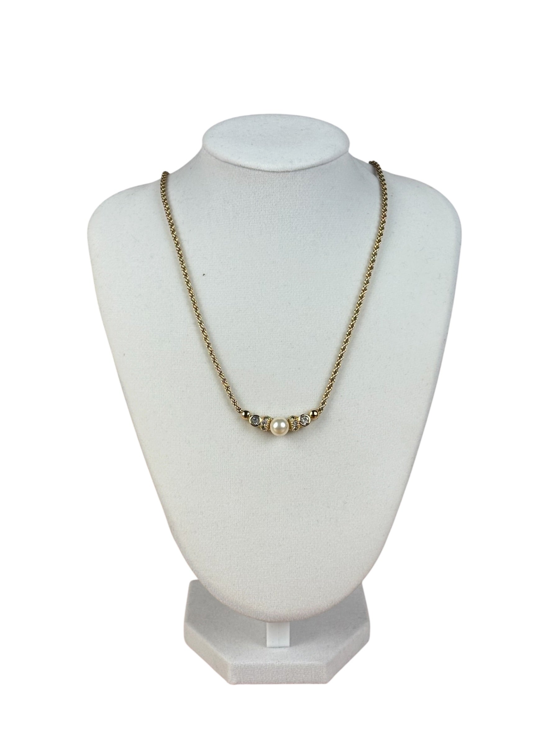 Christian Dior Vintage Gold Pearl Necklace