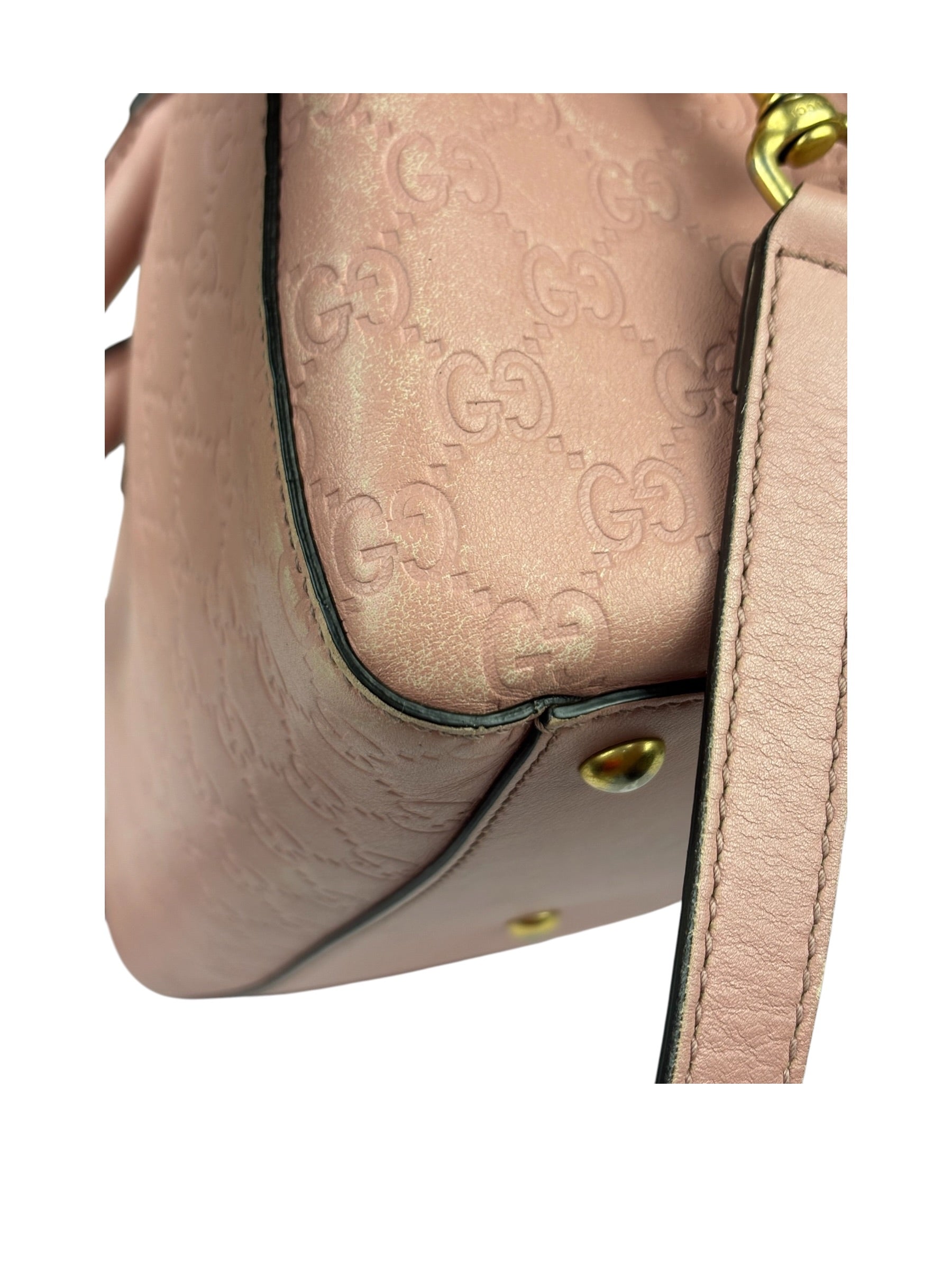 Gucci Pink Leather Guccissima Two-Way Boston Bag