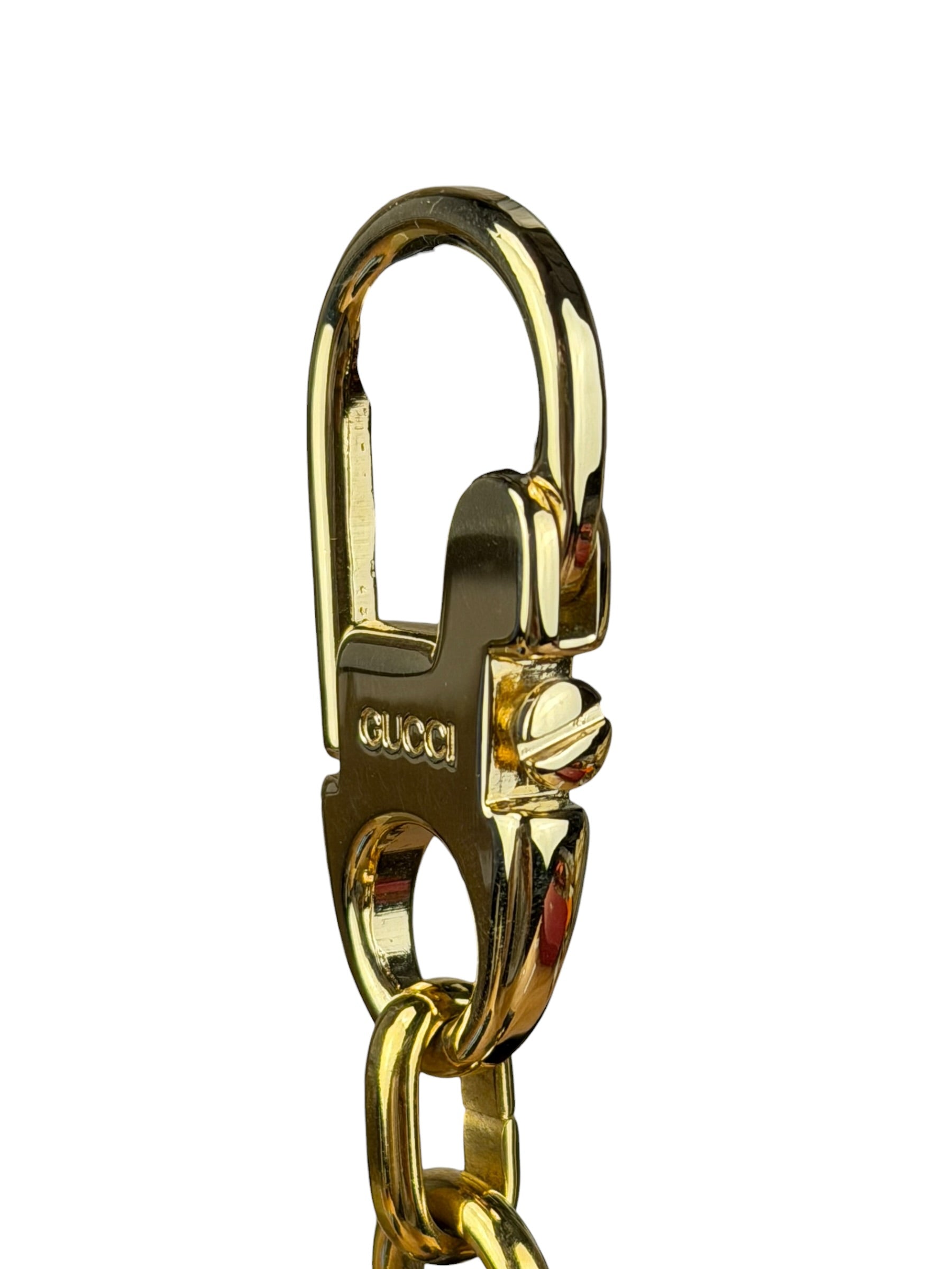 Gucci Vintage Leather/Metal Equestrain Stirrup Keychain