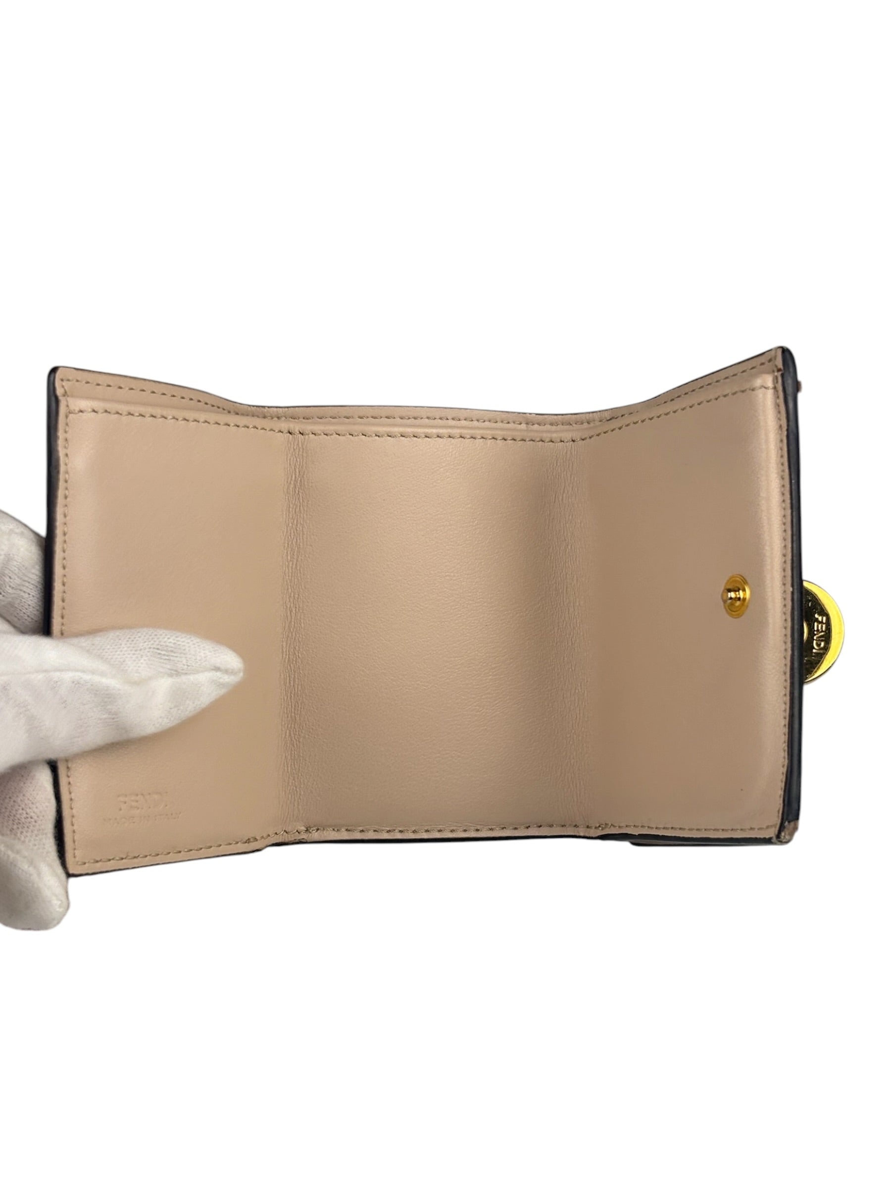 Fendi F Nude Pink Micro Trifold Wallet