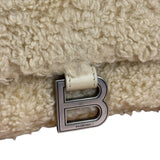 Balenciaga Furry Hourglass 2Way Handbag Beige