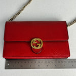Gucci Red Leather GG Wallet on Chain Bag