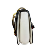 Gucci White Leather Queen Margaret Bee Embellished Shoulder Bag
