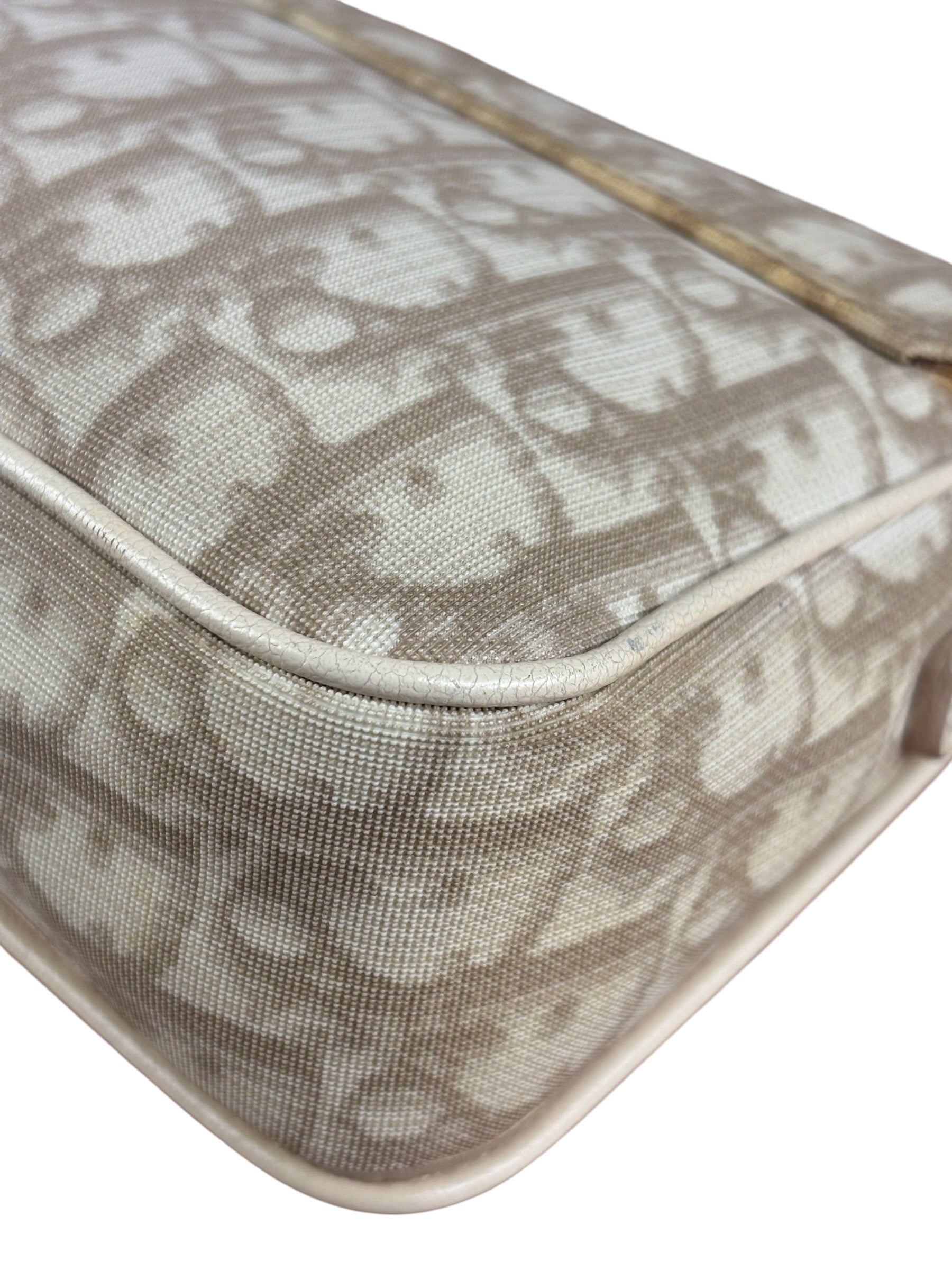 Christian Dior Beige Embroidered Trotter Flap Crossbody Bag