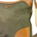 Prada Green/Brown Nylon/Leather Trim Crossbody Bag