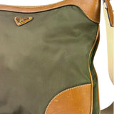 Prada Green/Brown Nylon/Leather Trim Crossbody Bag