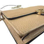 Gucci Light Caramel Pebbled Leather Wallet On Chain