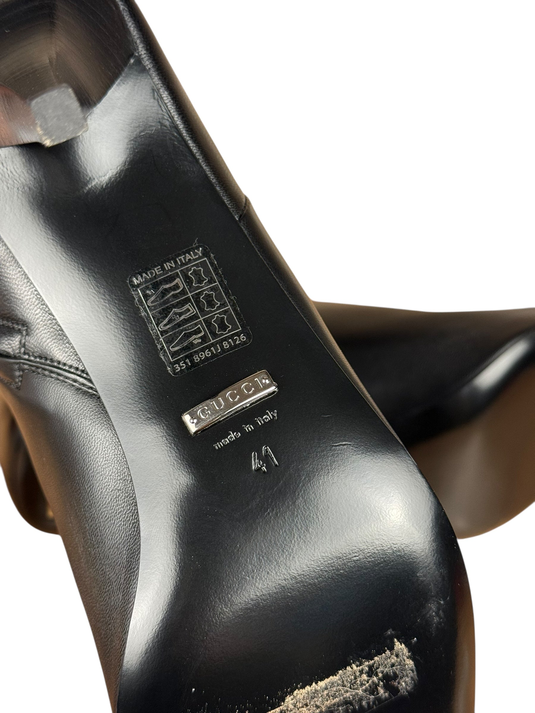 Gucci Black Leather Heel Boots