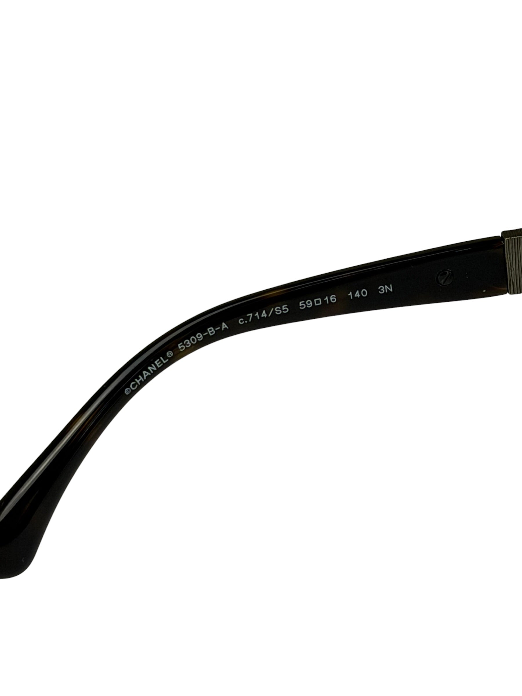Chanel Brown 5309-B-A Crystal Baguette Bijou Cat-Eye Sunglasses