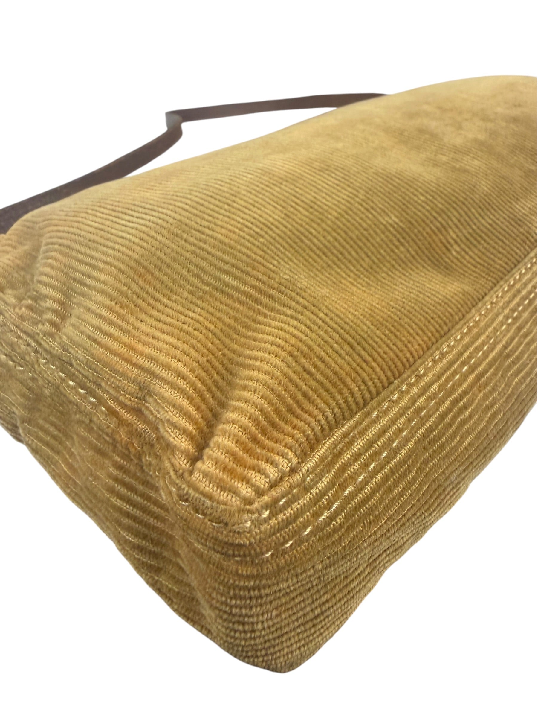 Fendi Brown Corduroy Baguette Shoulder Bag