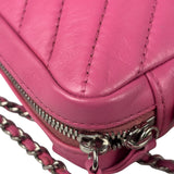 Chanel Pink Chevron Leather Promenade Chain Shoulder Bag 2018