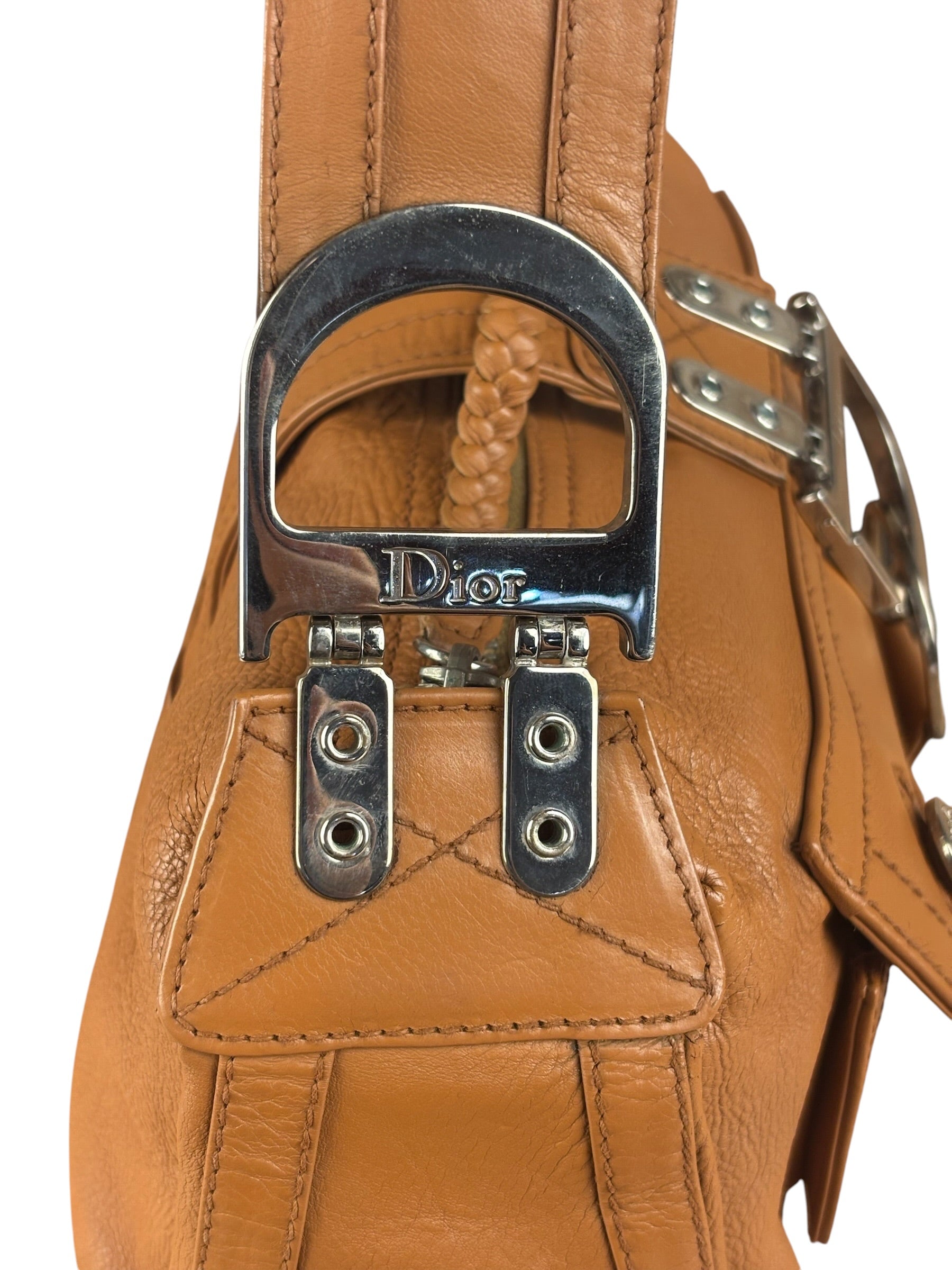 Christian Dior Vintage Tan Brown Leather Flight Medium