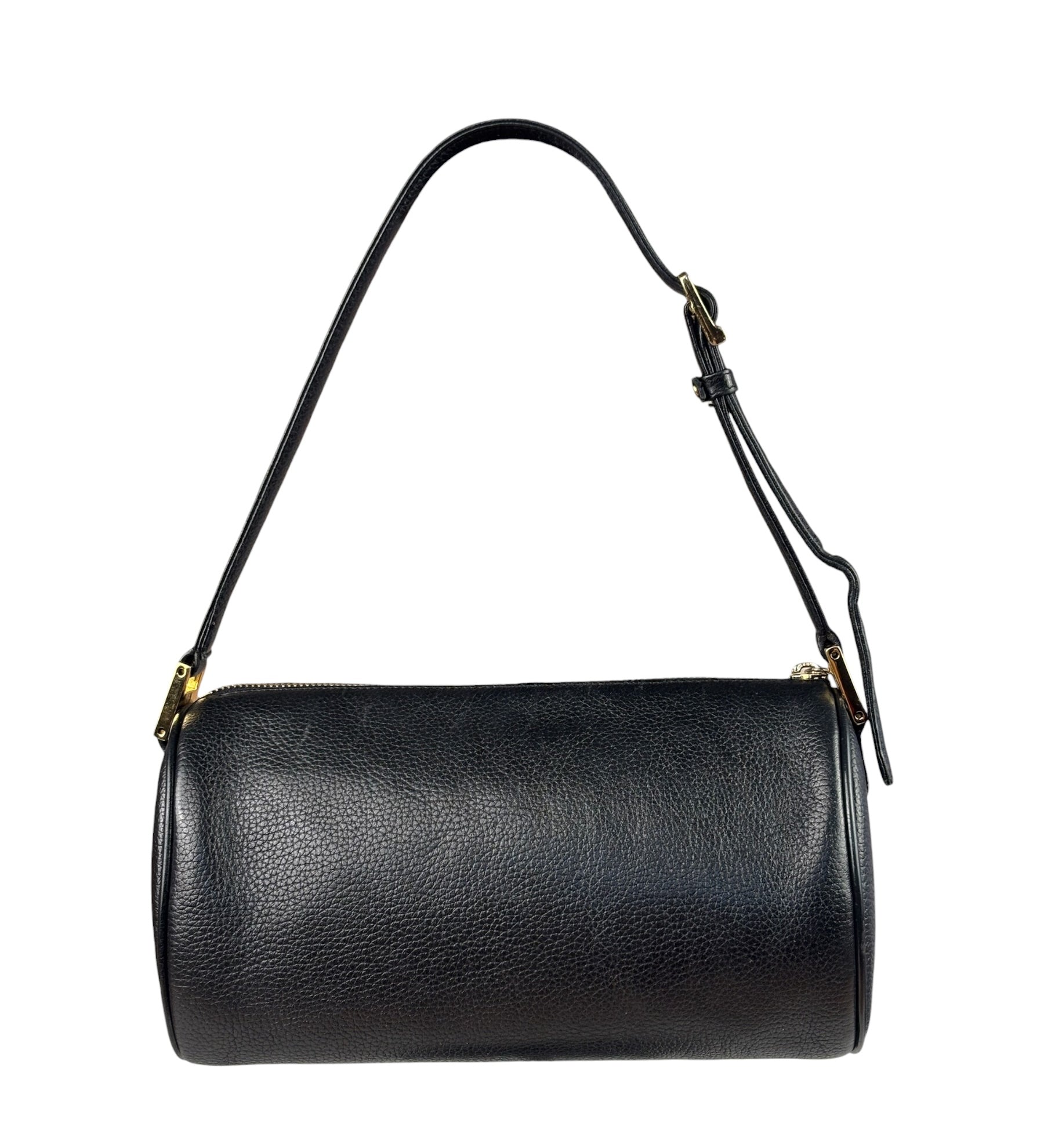 MCM Vintage Black Pebbled Leather Bowler Pochette