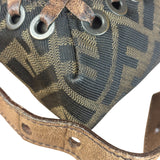 Fendi Zucca Whipstitch Baguette Shoulder Bag