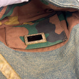 Fendi Denim/Snakeskin Trim Mini Baguette