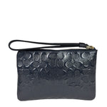 Coach Navy Blue Patent Leather Signature Corner Zip Wristlet