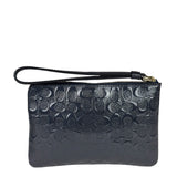Coach Navy Blue Patent Leather Signature Corner Zip Wristlet