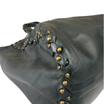 Bottega Veneta Dark Grey Leather Studded Shoulder Bag