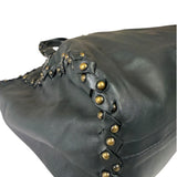 Bottega Veneta Dark Grey Leather Studded Shoulder Bag
