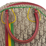 Christian Dior Vintage Beige/Brown Leather Trim Rasta Bowler Bag