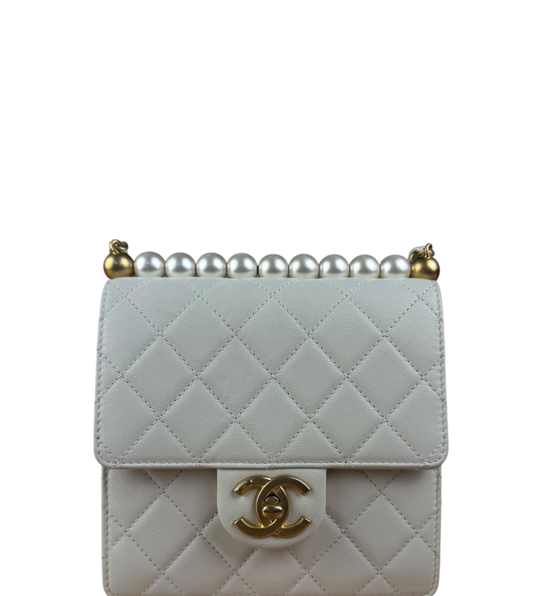 Chanel Small Chic Pearls White Flap Bag 2019