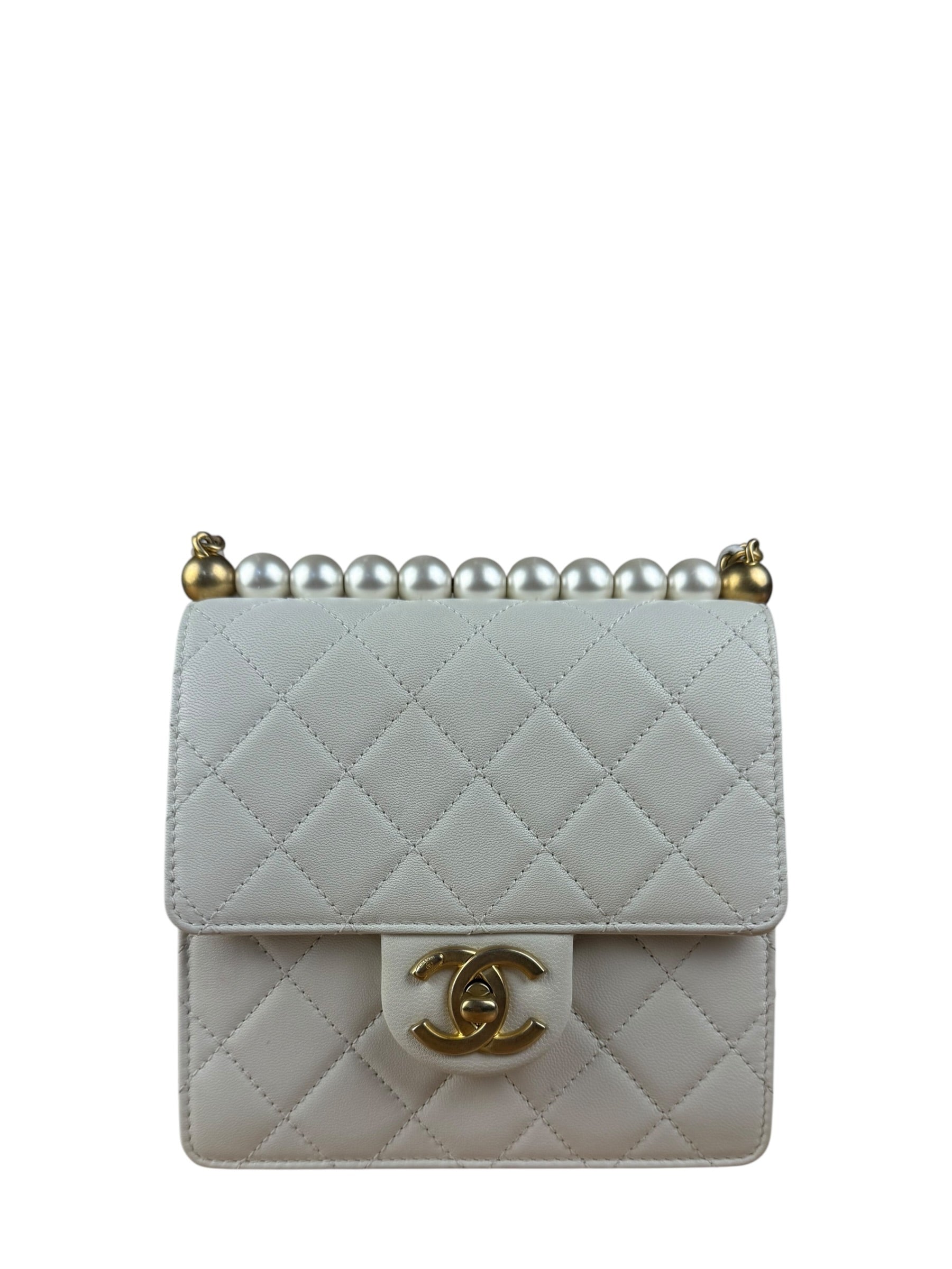Chanel Small Chic Pearls White Flap Bag 2019