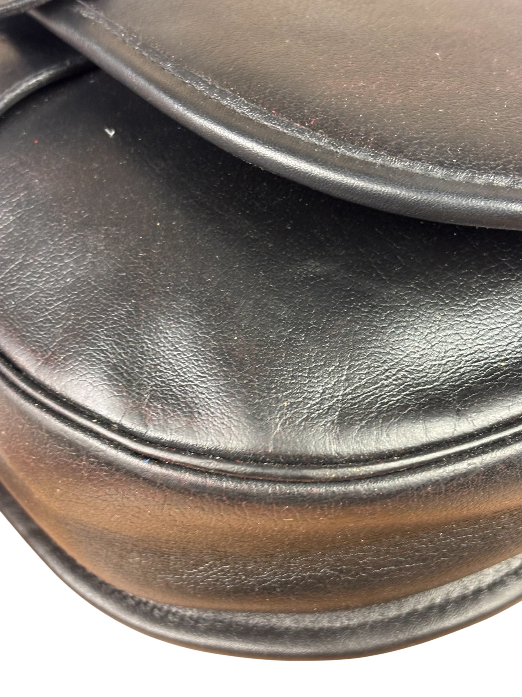 Christian Dior Vintage Black Leather Rounded Flap Bag