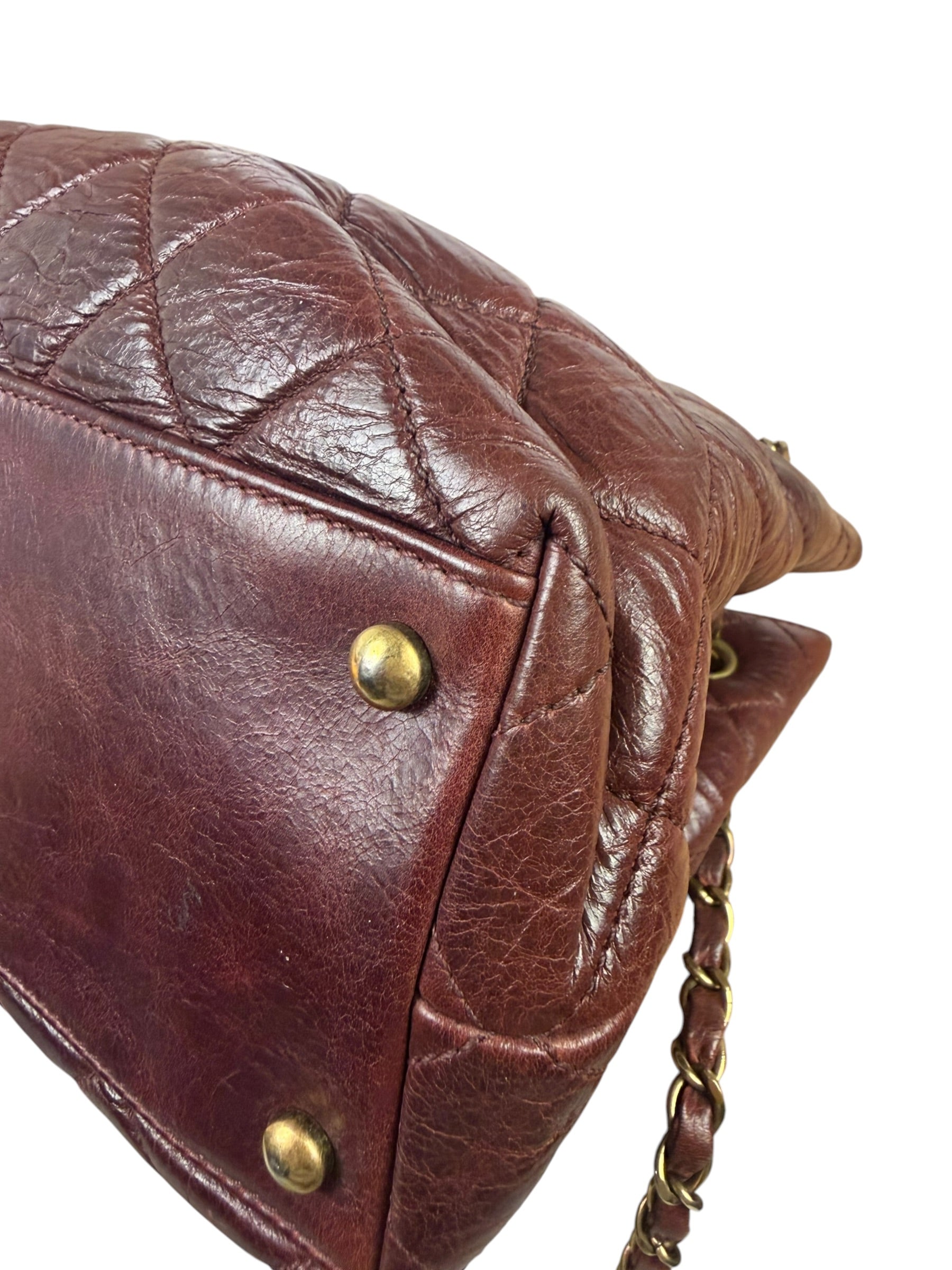 Chanel Burgundy Quilted Leather Portopello Bowler Bag 2014