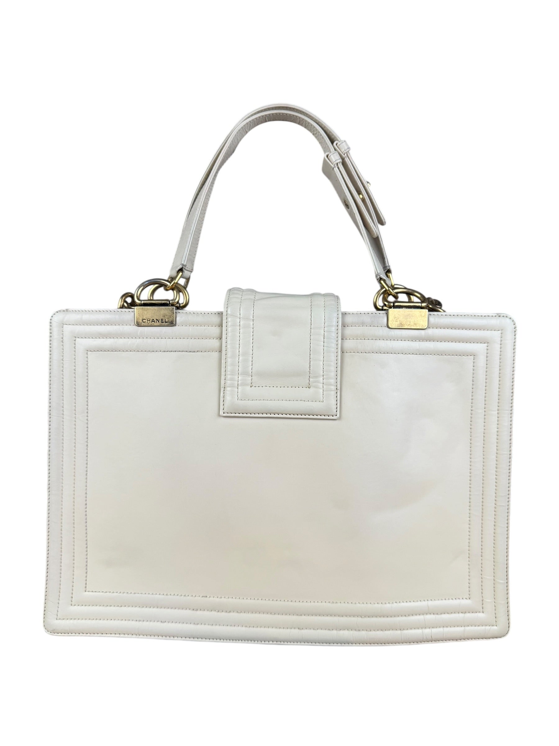 Chanel Ivory Leather Large Jetsetter Boy 2Way Handbag 2011