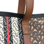 Burberry Leather TB Monogram Stripe E-Canvas Tote Bag