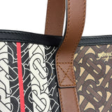 Burberry Leather TB Monogram Stripe E-Canvas Tote Bag