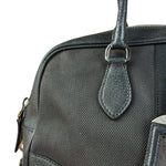 Prada Vintage Black Canvas Leather Trim Bowler Shoulder Bag