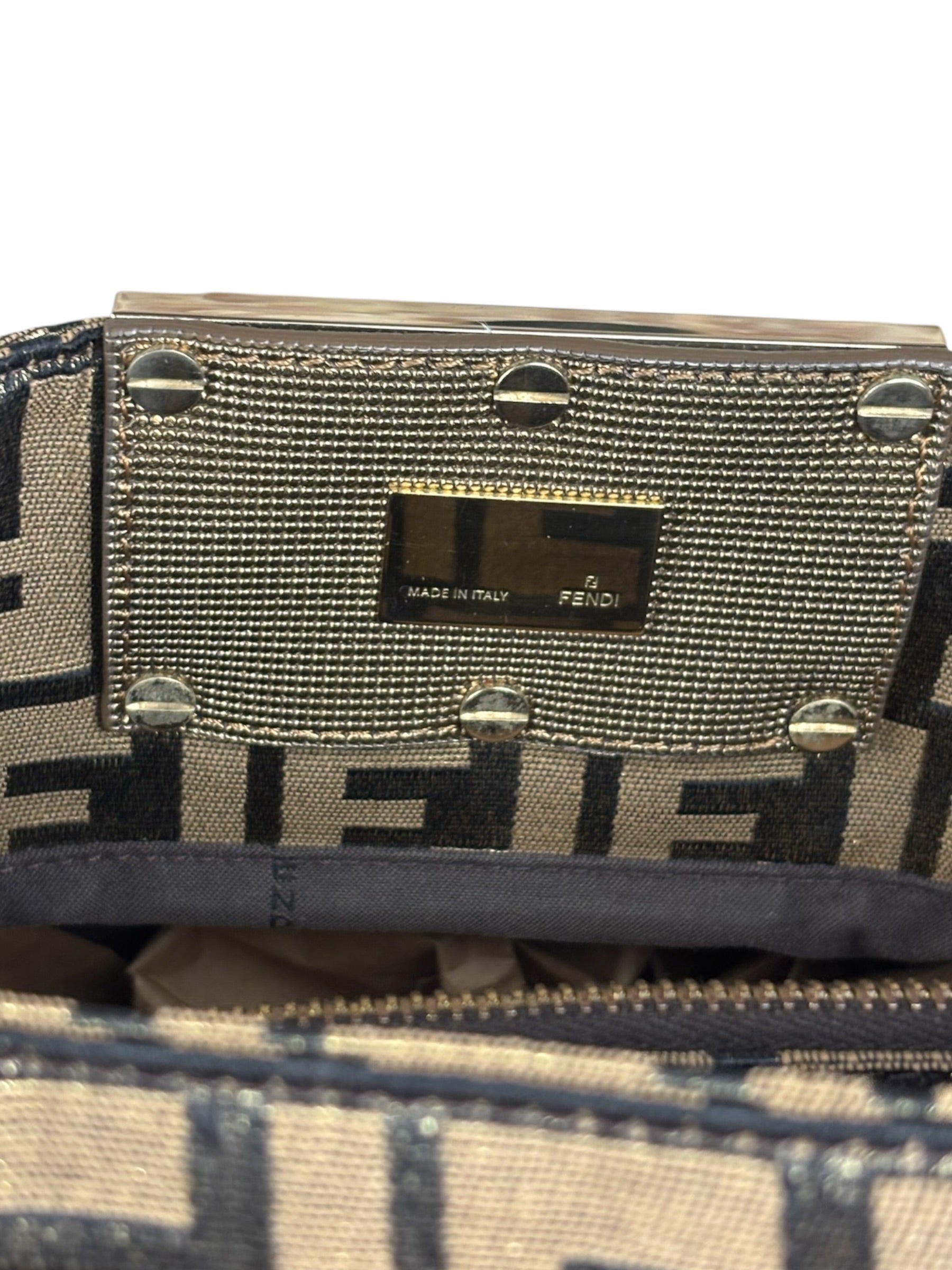 Fendi Vintage Gold Shimmer Zucca Shoulder Bag