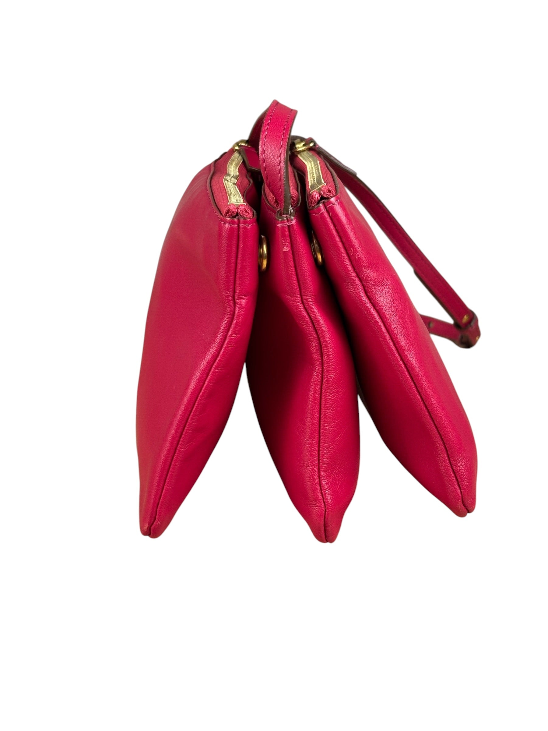 Celine Pink Leather Trio Crossbody Bag
