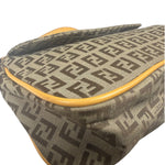 Fendi Beige Leather Trim Zucca Pochette
