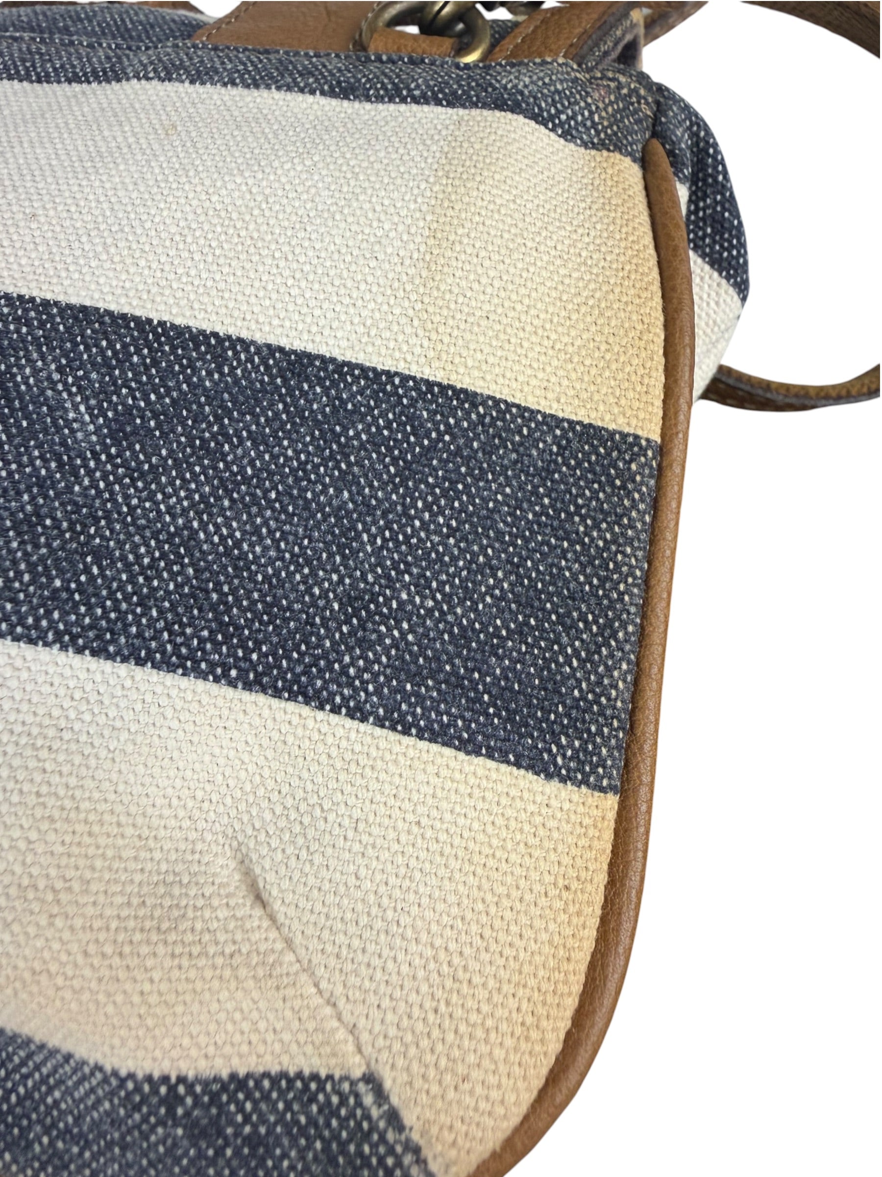 Burberrry Multicolor Leather Trim Striped Crossbody Bag