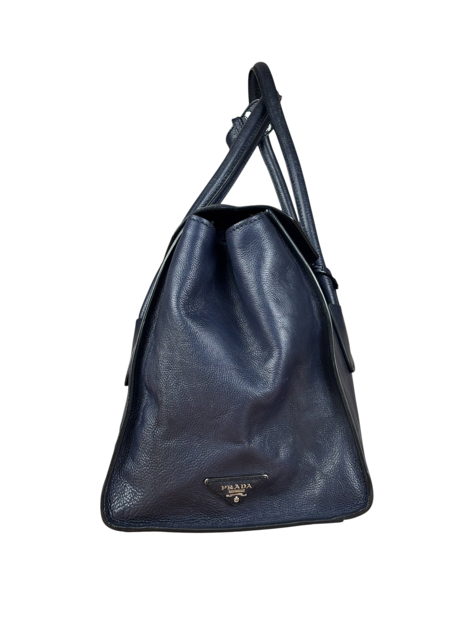 Prada Vintage Muted Blue Leather Glace 2Way Handbag