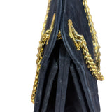 Chanel Vintage Navy Blue Matelasse Quilted Suede Chain Shoulder Bag