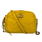 Gucci Bright Yellow GG Marmont Matelasse Shoulder Camera Bag