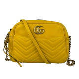Gucci Bright Yellow GG Marmont Matelasse Shoulder Camera Bag