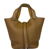 Hermes Brown Taurillon Clemence Leather Picotin 18 Lock Handbag 2021