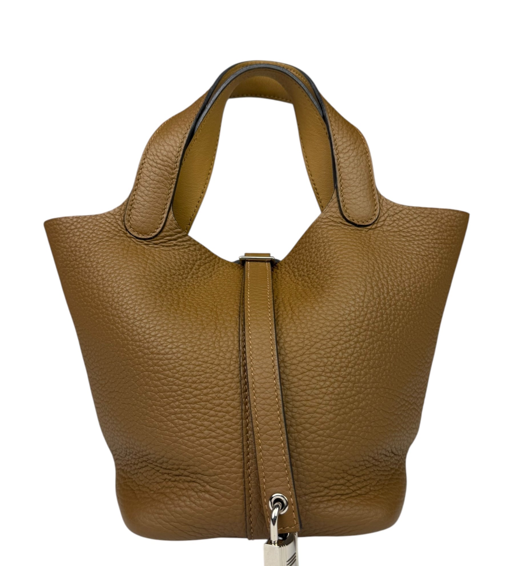 Hermes Brown Taurillon Clemence Leather Picotin 18 Lock Handbag 2021